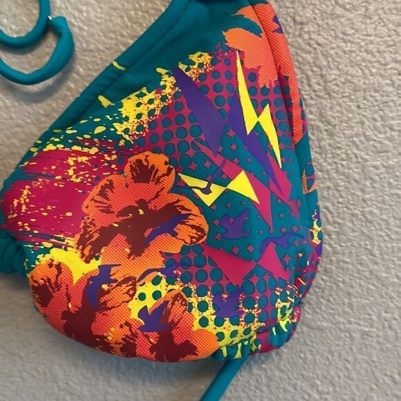 Xhilaration- teal string bikini triangle top- Size medium - Picture 2 of 6